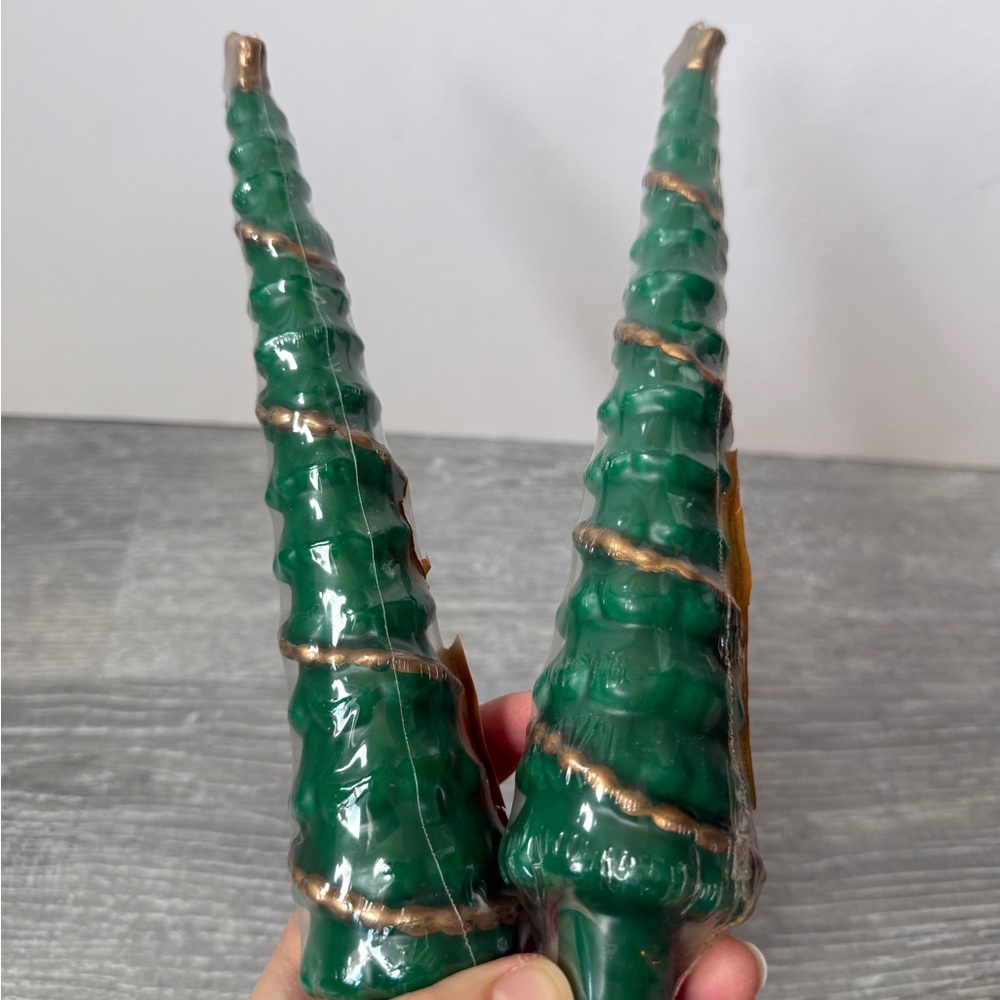 2 x vintage Carlton Cards taper Christmas tree candles
